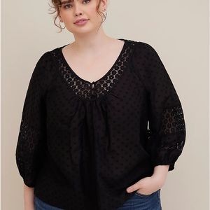 Black lace plus size top